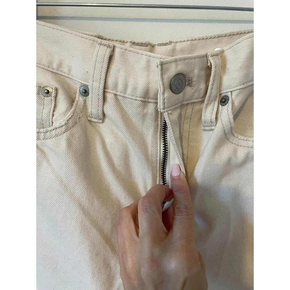 J. Crew High Rise Slouchy Boyfriend Denim Jeans Bone Cream Size 24 NEW - Image 5