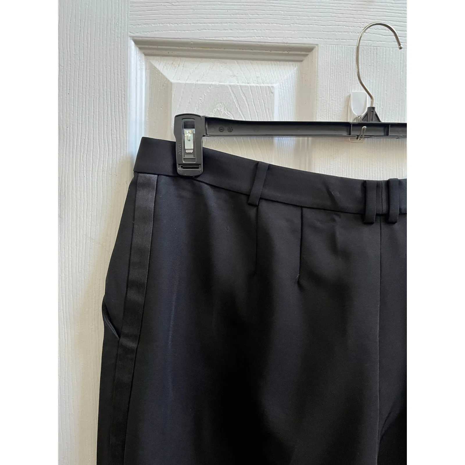St John Black Wool Blend Tuxedo Tailored Slim Straight Pant Size 14 Classic - Image 10