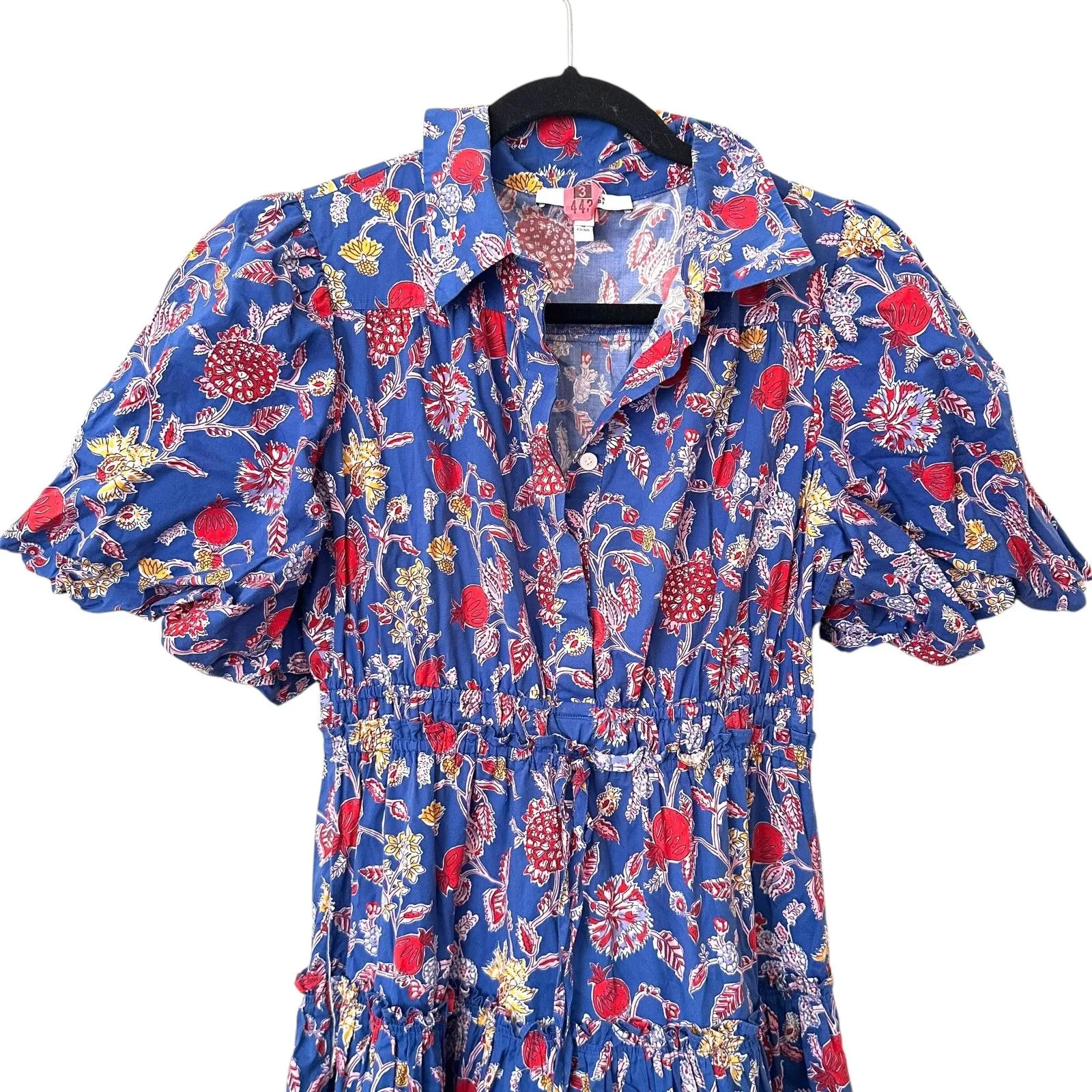 DEREK LAM 10 CROSBY Dahlia Printed Midi Dress Blue Sz 6 - Image 4