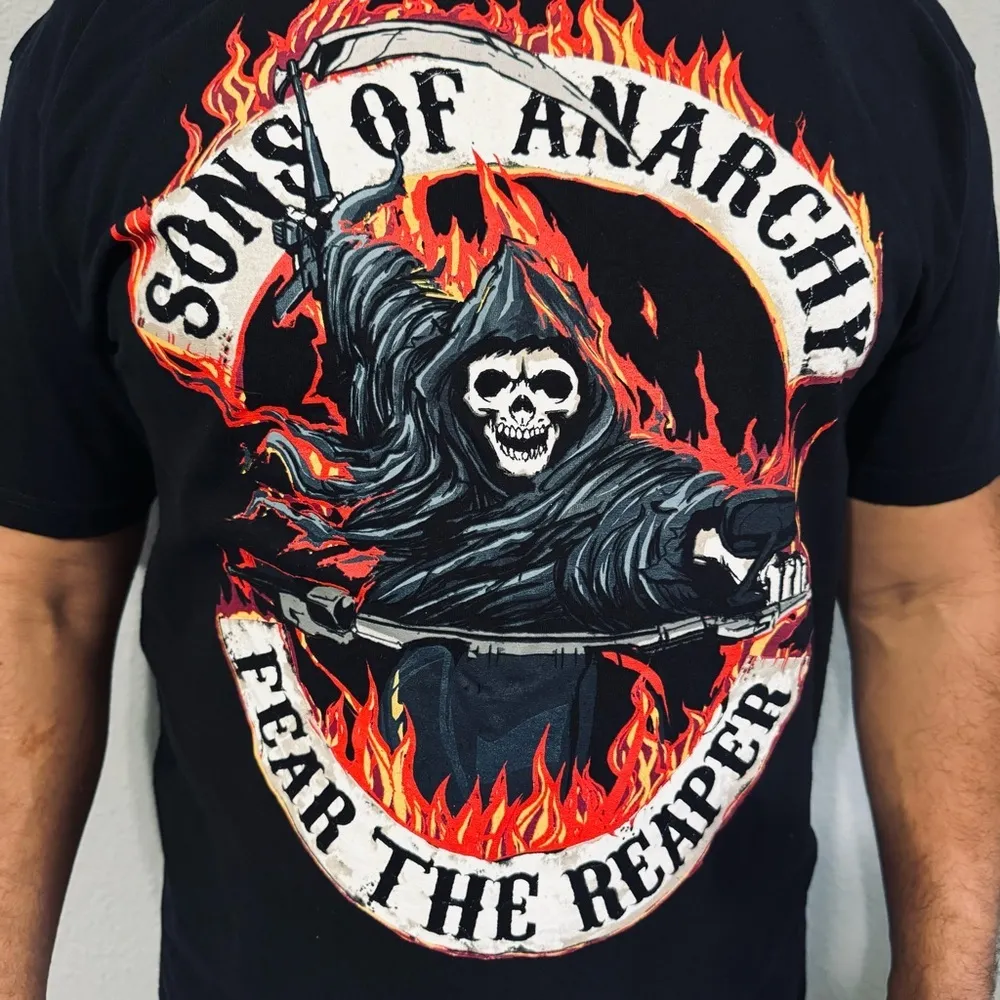 Sons‎ of Anarchy Men Black Fear the Reaper Crew Neck Short Sleeves T - Image 3