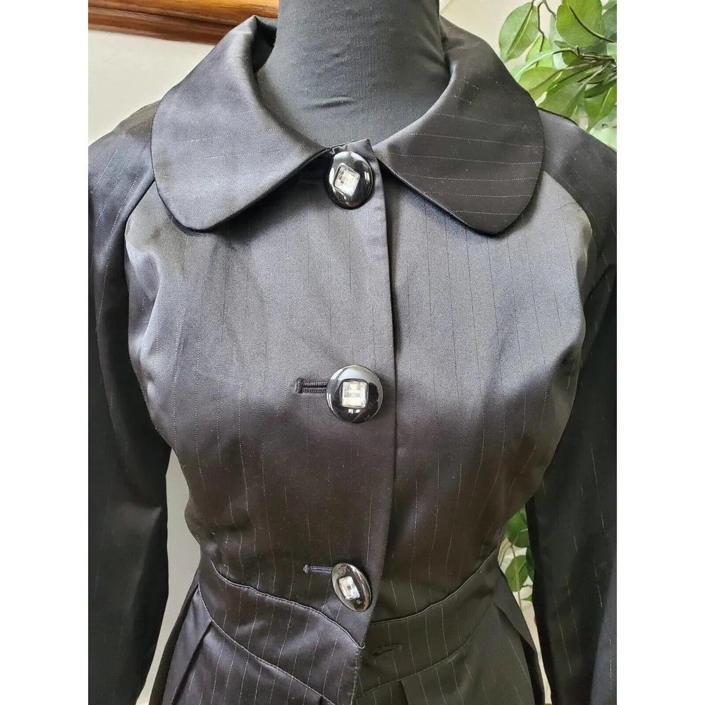 Fabulosity Women Solid Black Polyester Long Sleeve Buttons Front Long Jacket XL - Image 2