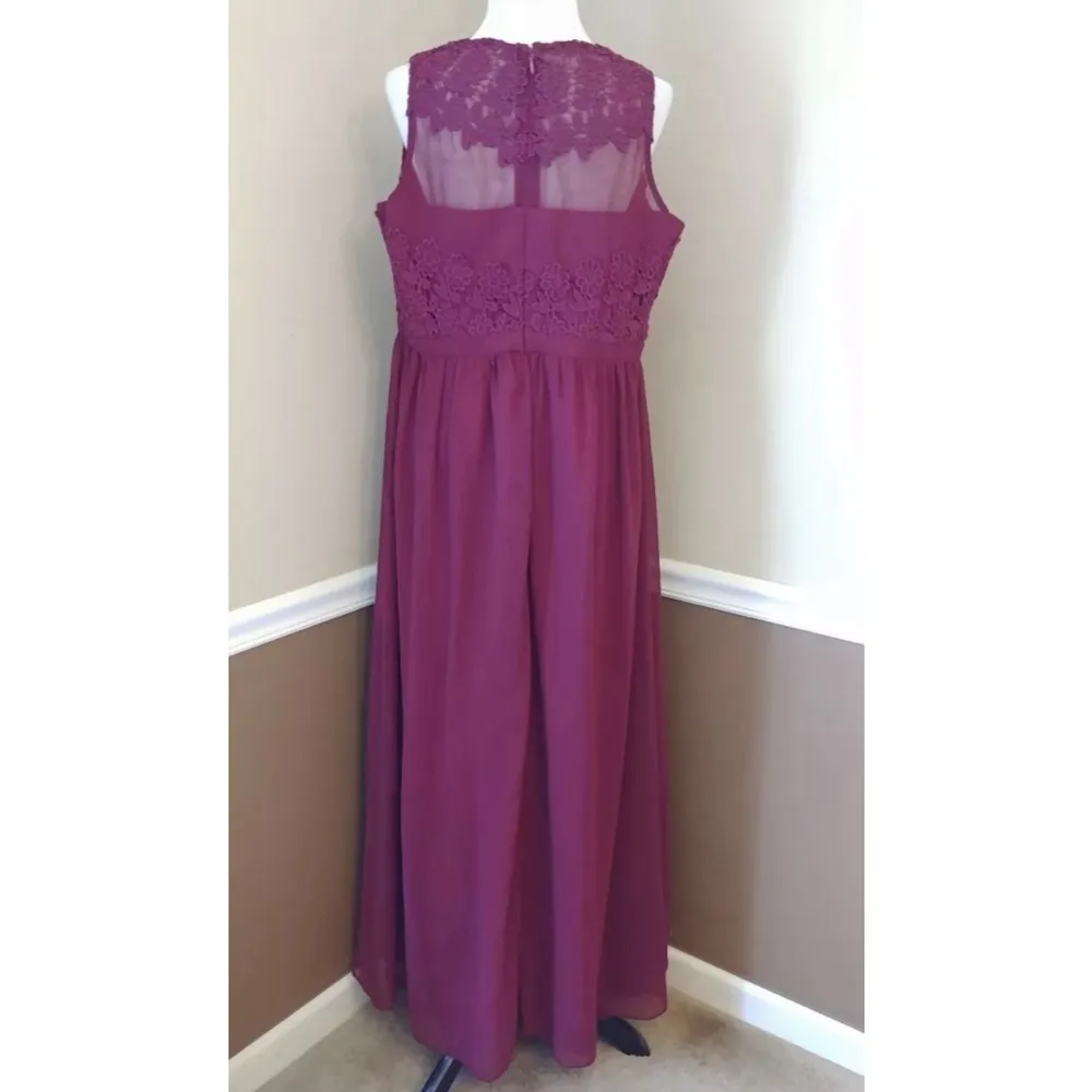 Burgundy Chiffon Crochet Lace Formal Maxi Dress by Chi Chi London from Modcloth - Image 5