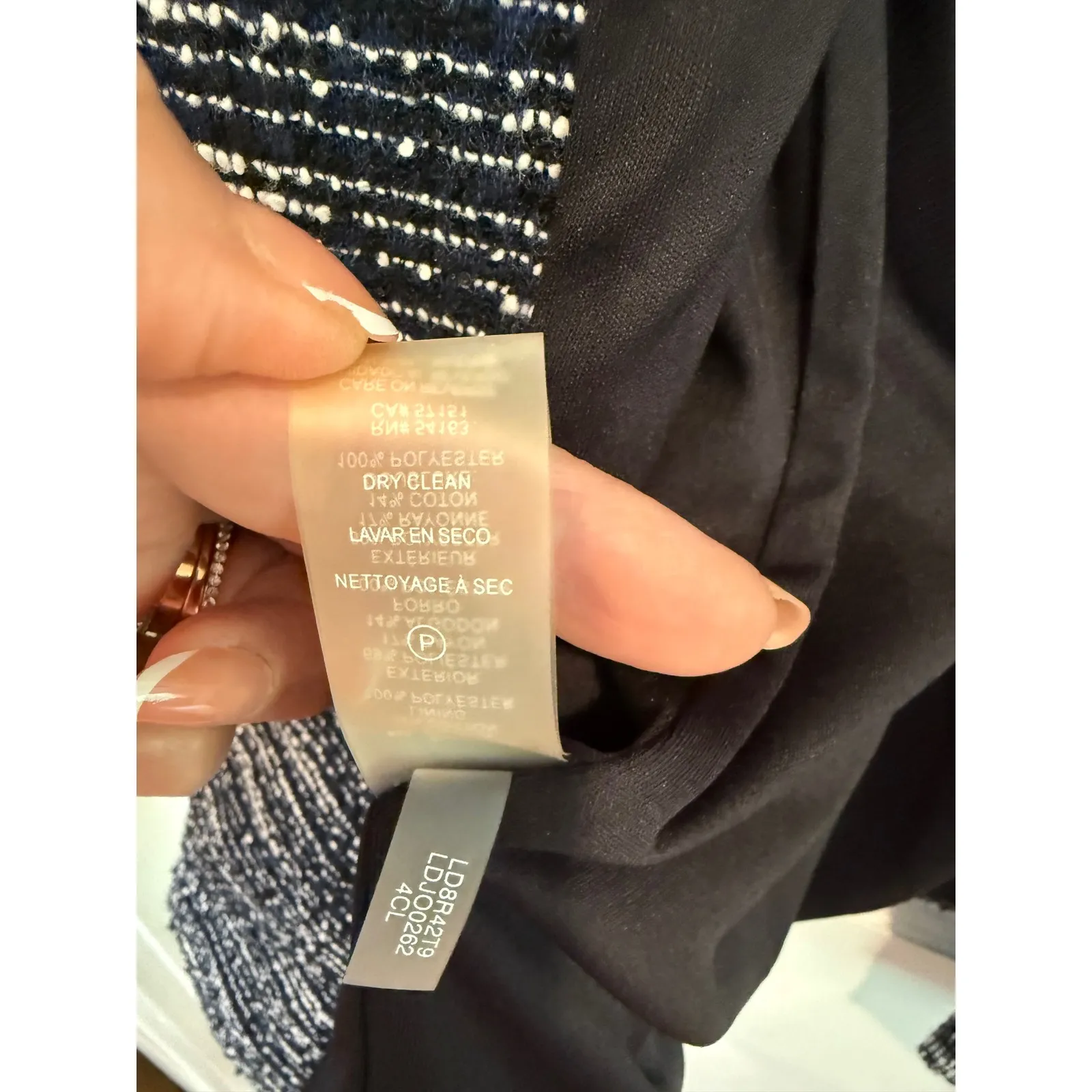 Karl Lagerfeld Paris Black White Tweed‎ Open Front Blazer Jacket Large Elegant - Image 11