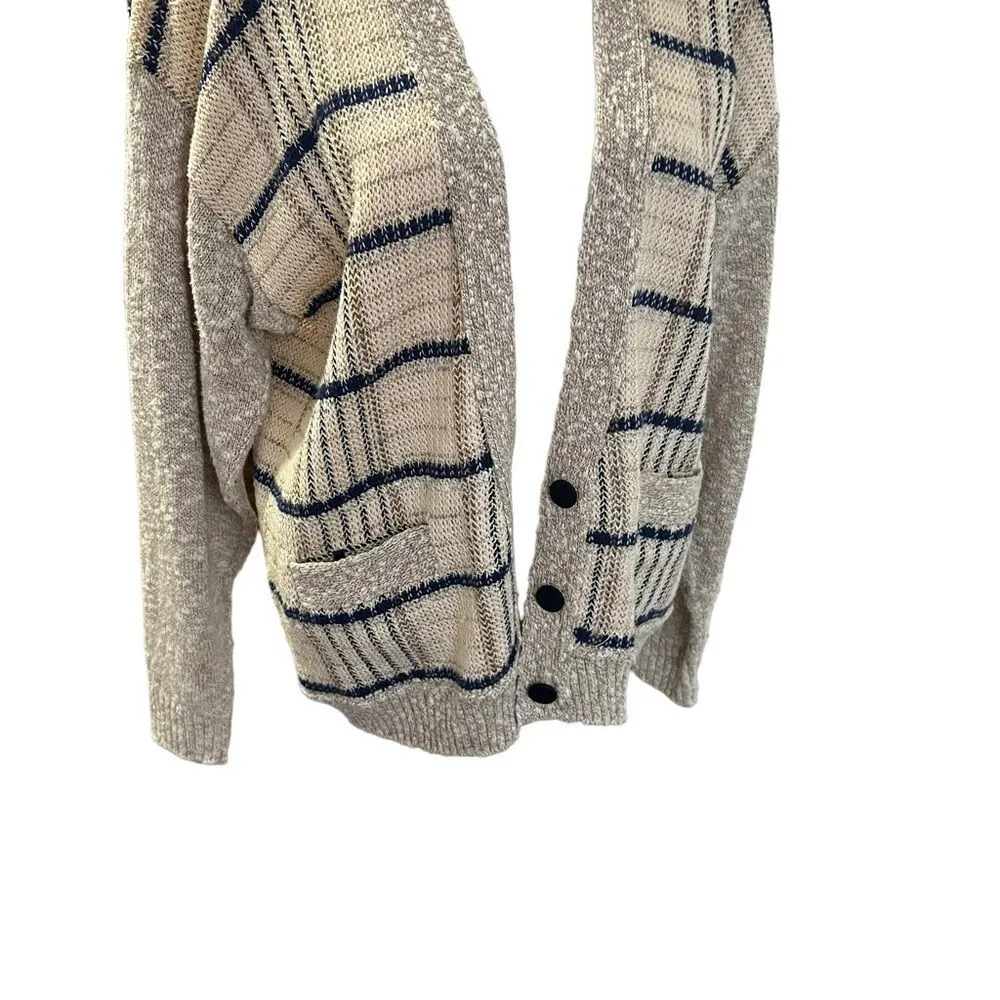 Pendleton Country Sophisticates Linen Blend Cardigan Large Beige Navy Plaid - Image 4