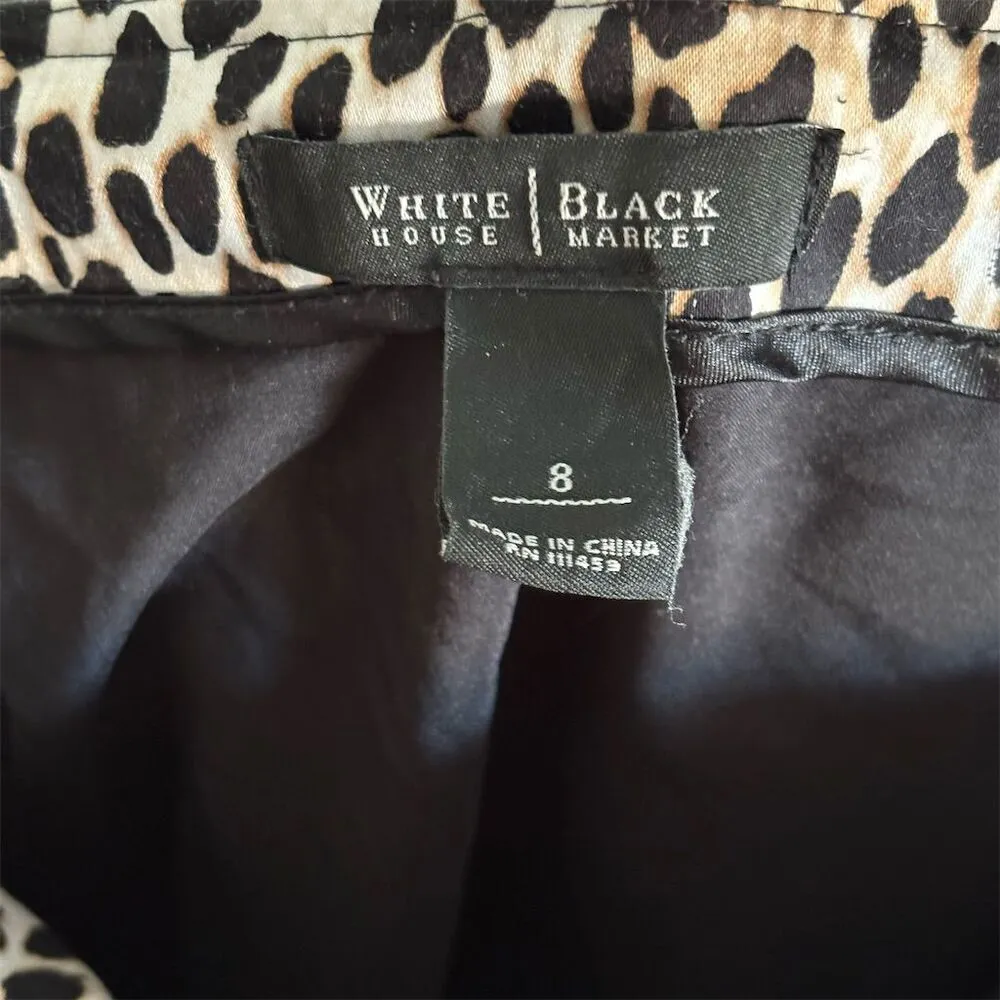 White House Black Market Women's Leopard Print A-Line Skirt Size 8 - Image 5