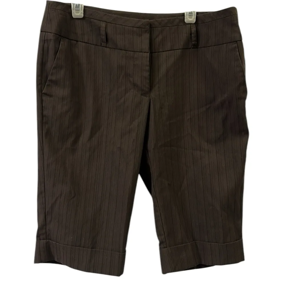 Tracy Evans Limited Brown Striped Business Casual Bermuda Shorts Juniors 5 - Image 7