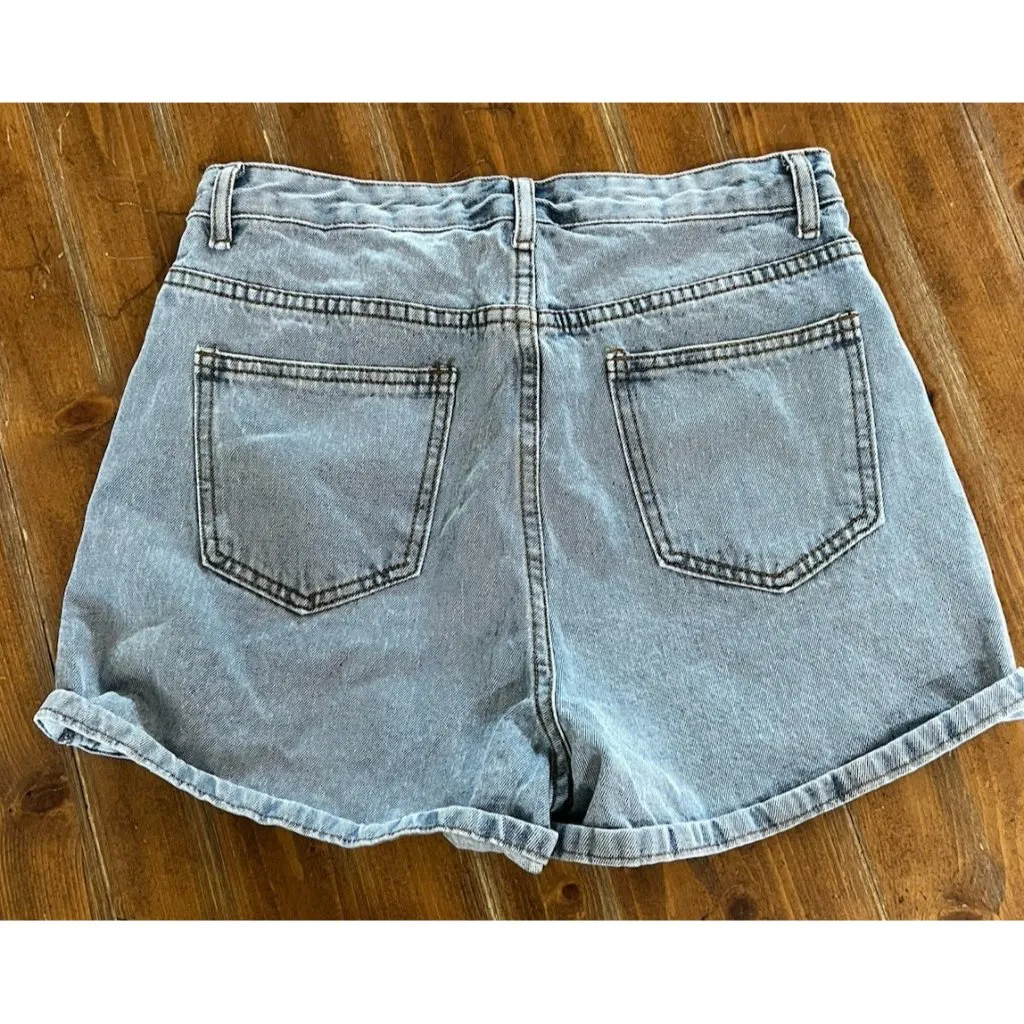 Shein Denim Shorts ~ Size Medium ~ Crossover Button Closure - Image 3
