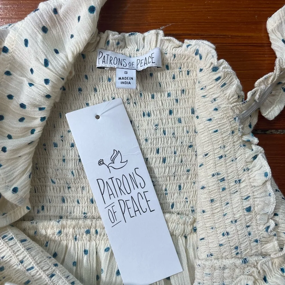 NWT Patrons of Peace Smocked Ruffle Polka Dot Prairie Girlie Tank - Sz S - Image 5