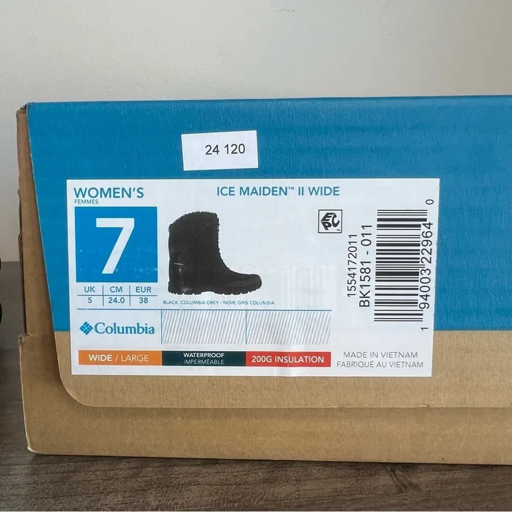 Columbia Ice Maiden II Women's Waterproof Lace Up Boot Size 7 Wide   SKU24120 - Image 2