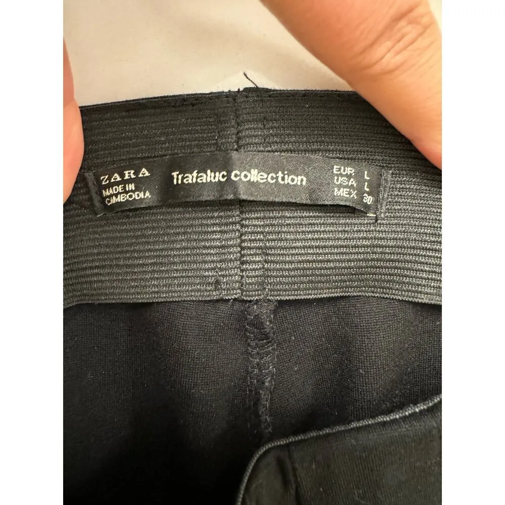 Zara Large Black Leggings with Faux Leather Side Panels - Image 3