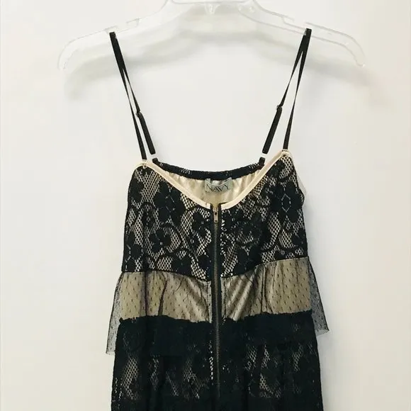 NWT O/S LF Navy Brand Tiered Lace Overlay Dress Black Size undefined - Image 2