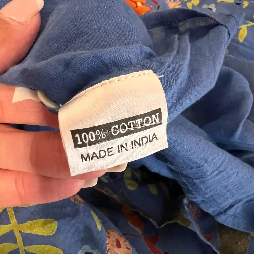 Olivia James The Label 100% Cotton Waverly True Blue Floral Foxes Dress Size L Size L - Image 14