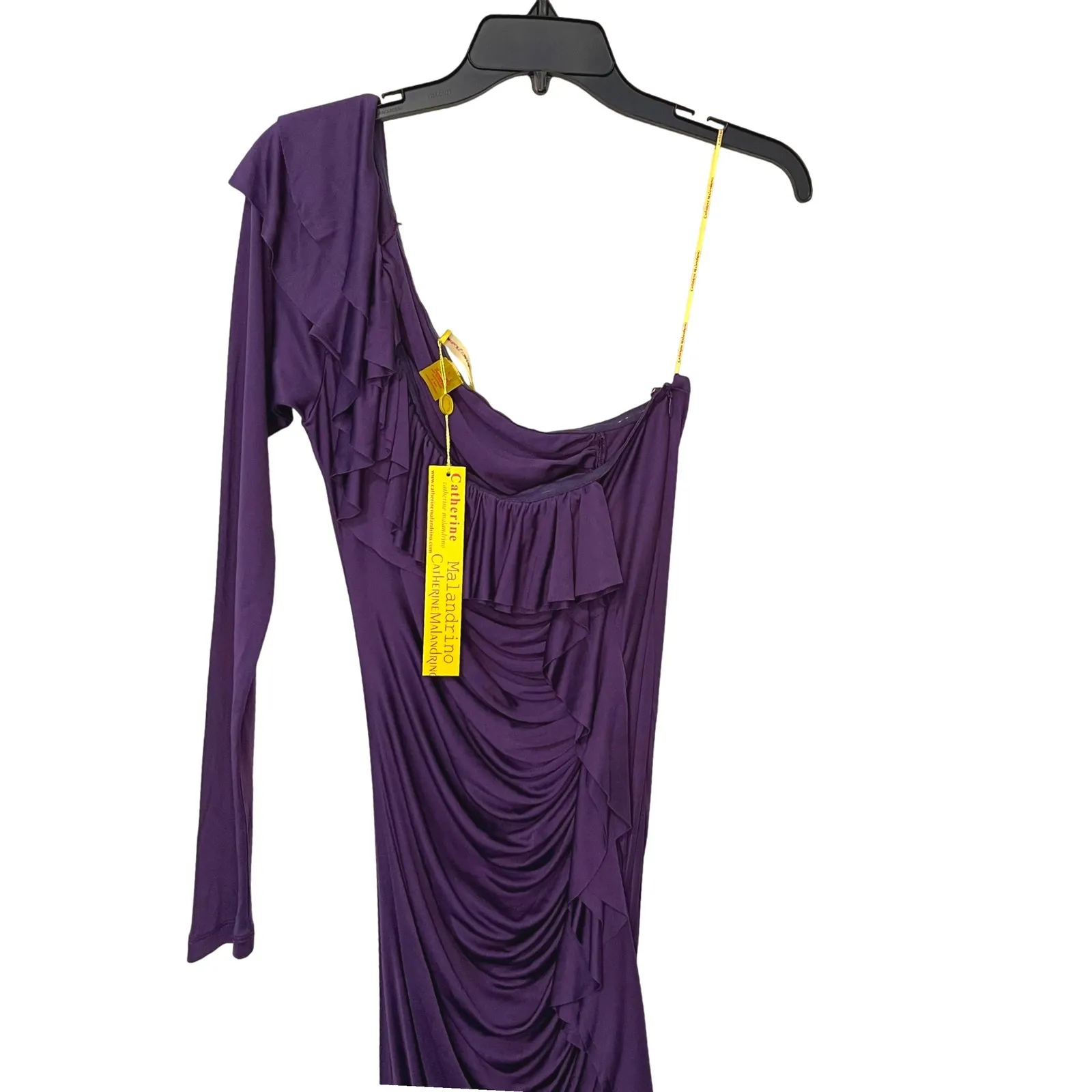 Catherine Malandrino Purple One Shoulder Ruffle Dress Party Cocktail Evening - Image 4