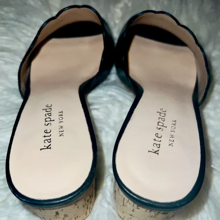Kate Spade Black Slip-On Scallop Mules - Image 4