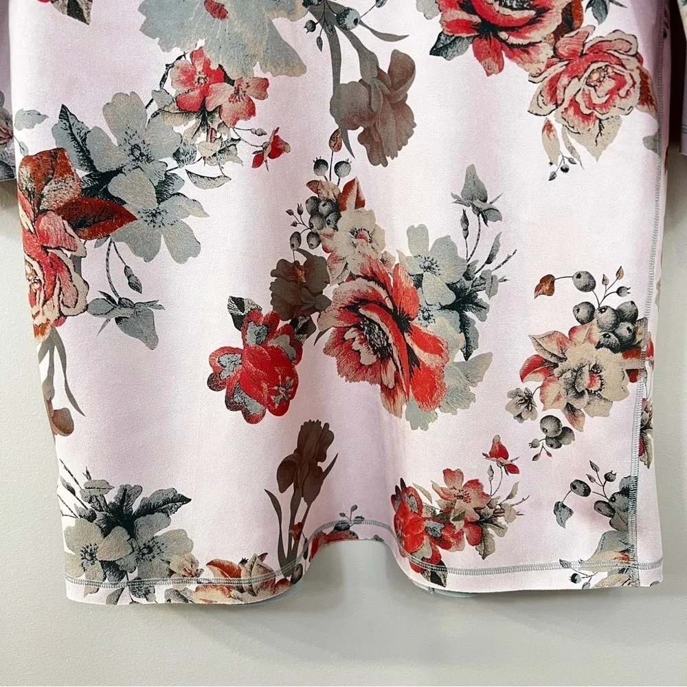 JOAN VASS Floral Blazer Jacket 3/4 Sleeve Faux Suede Open Front Duster M - Image 9