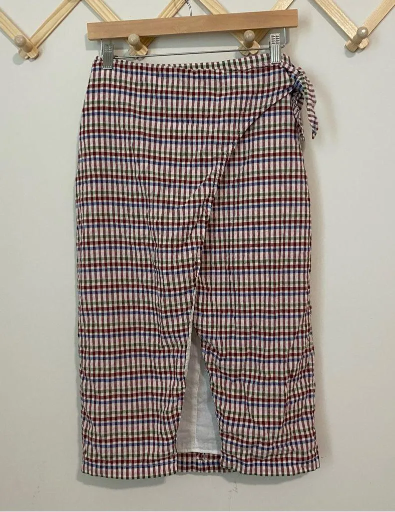 Madewell Sarong Midi Skirt in Rainbow Gingham size 2 - Image 3