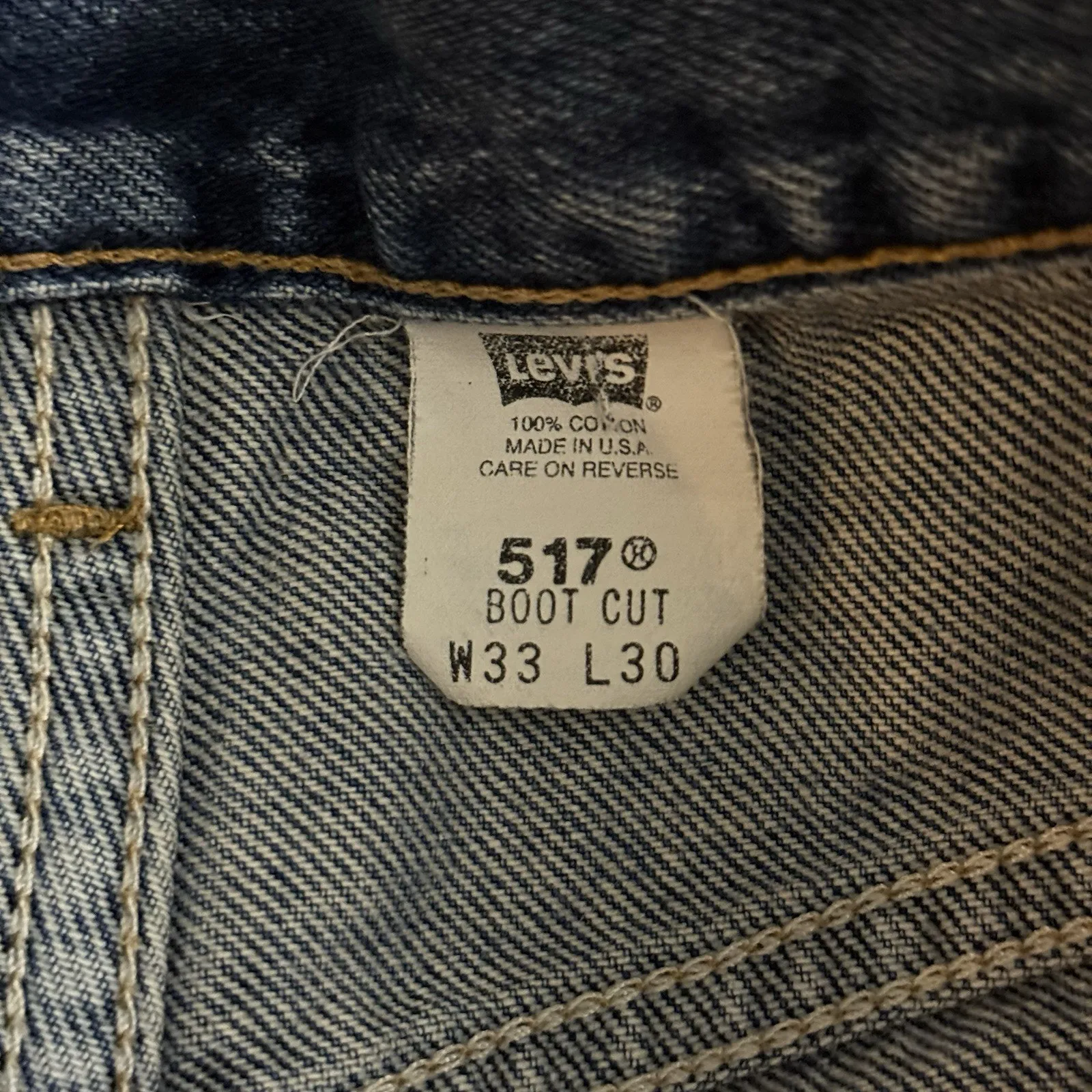 Levi’s 517 Bootcut Jeans 33x30 USA Made Custom Floral Patch Y2K Grunge - Image 4