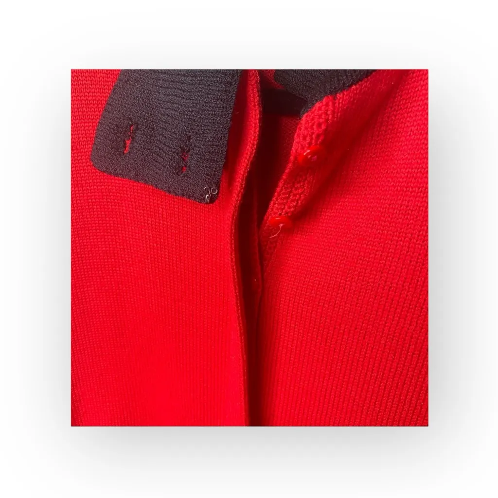 Vintage 70’s: St John Marie Grey ♔ Button Collar Knit Pullover Cardigan ♔ Red ♔ - Image 11