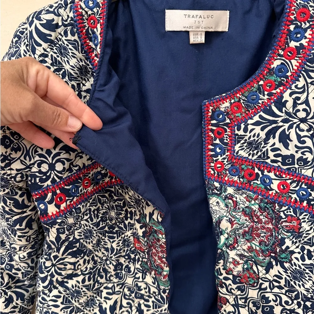 Quilted jacket / cardigan by TRAFALUC. Very Boho Blue - Image 3