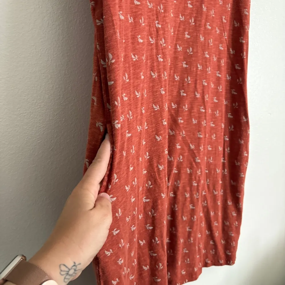 Toad&Co Women’s Rufflita Dress Orange Leaf Organic Cotton Blend Small - Image 5