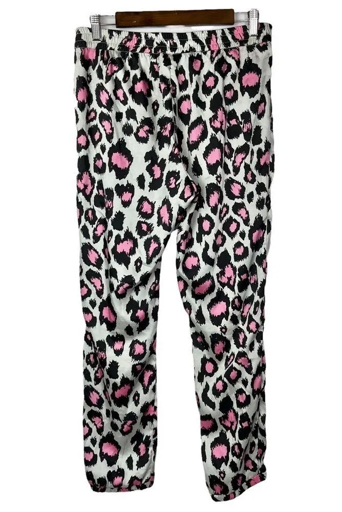 Topshop Gray & Pink Leopard Tapered Leg Satin Joggers 6 - Image 3