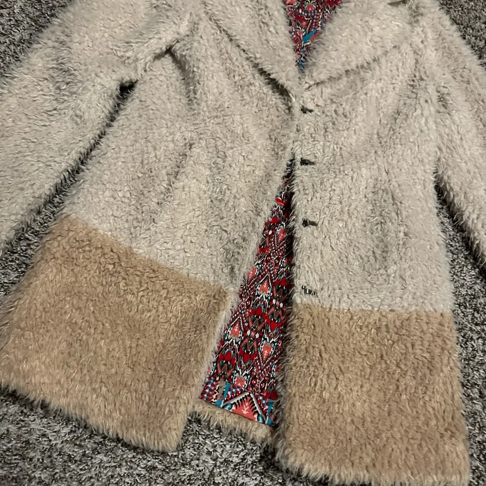 Anthropologie Elevenses Cream Shag Coat Sherpa Teddy Jacket - Image 7