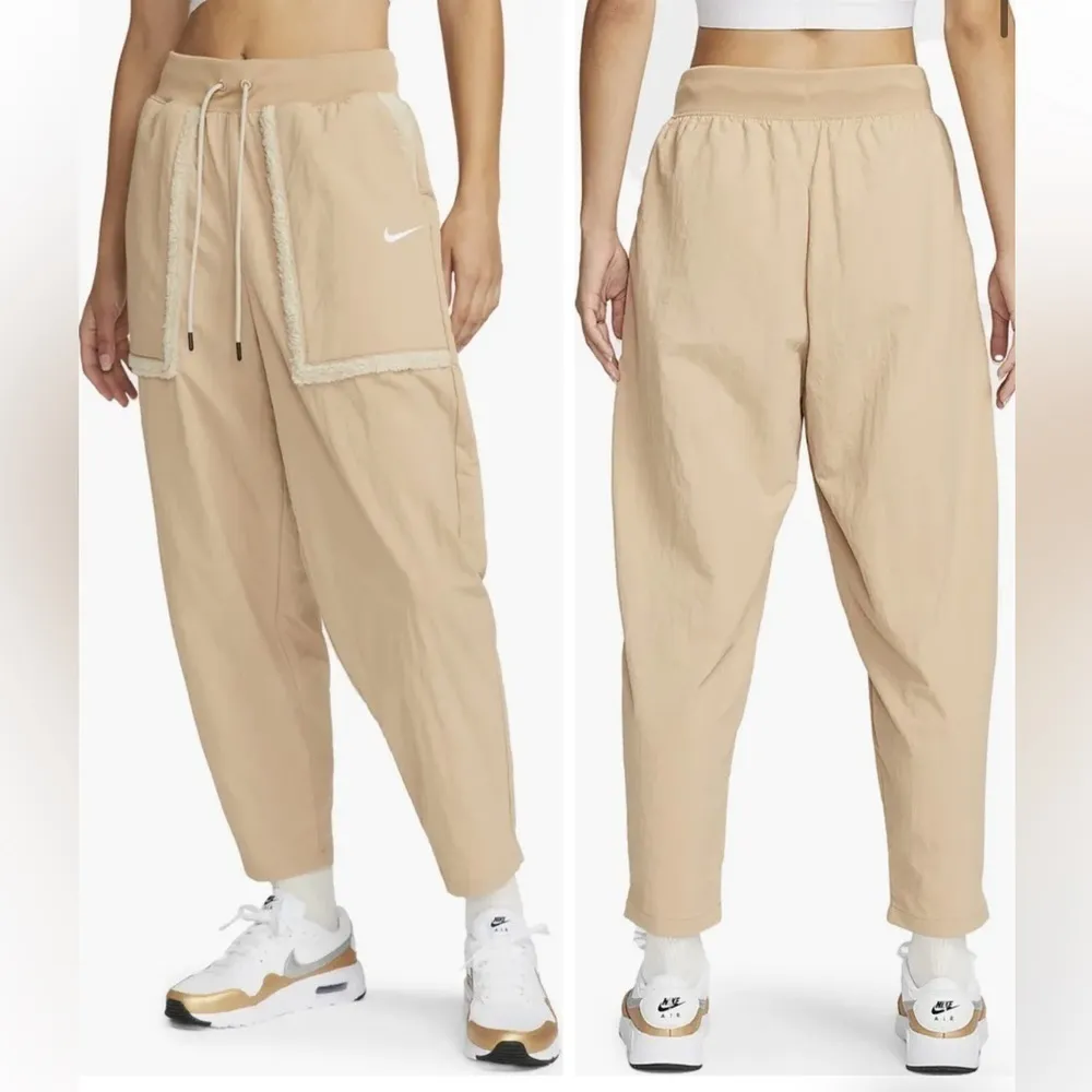 NIKE Essential Faux Fur Trim Woven Pants Sanddrift Size XXL NEW - Image 2