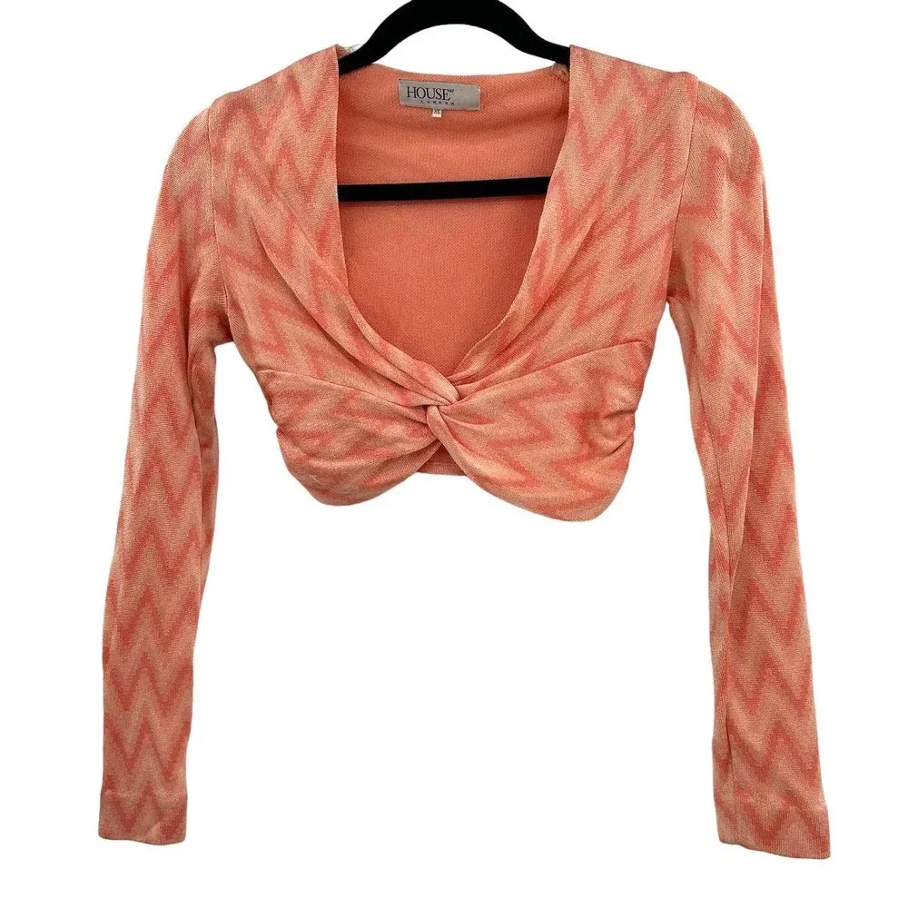 House of CB London‎ Bertille Peach ZigZag Bandage Top Cropped Size XS - Image 5