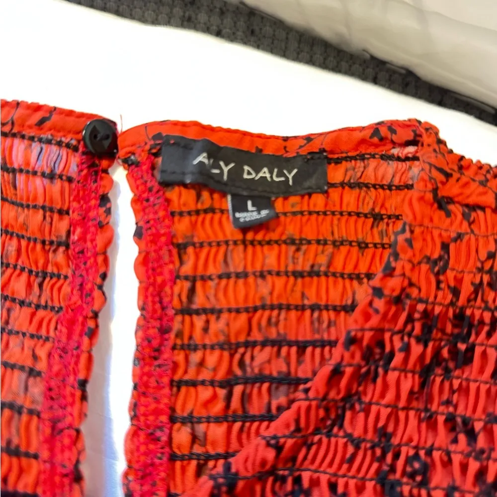 Alt Daly Floral Red Midi Dress size L Orange Size L - Image 6