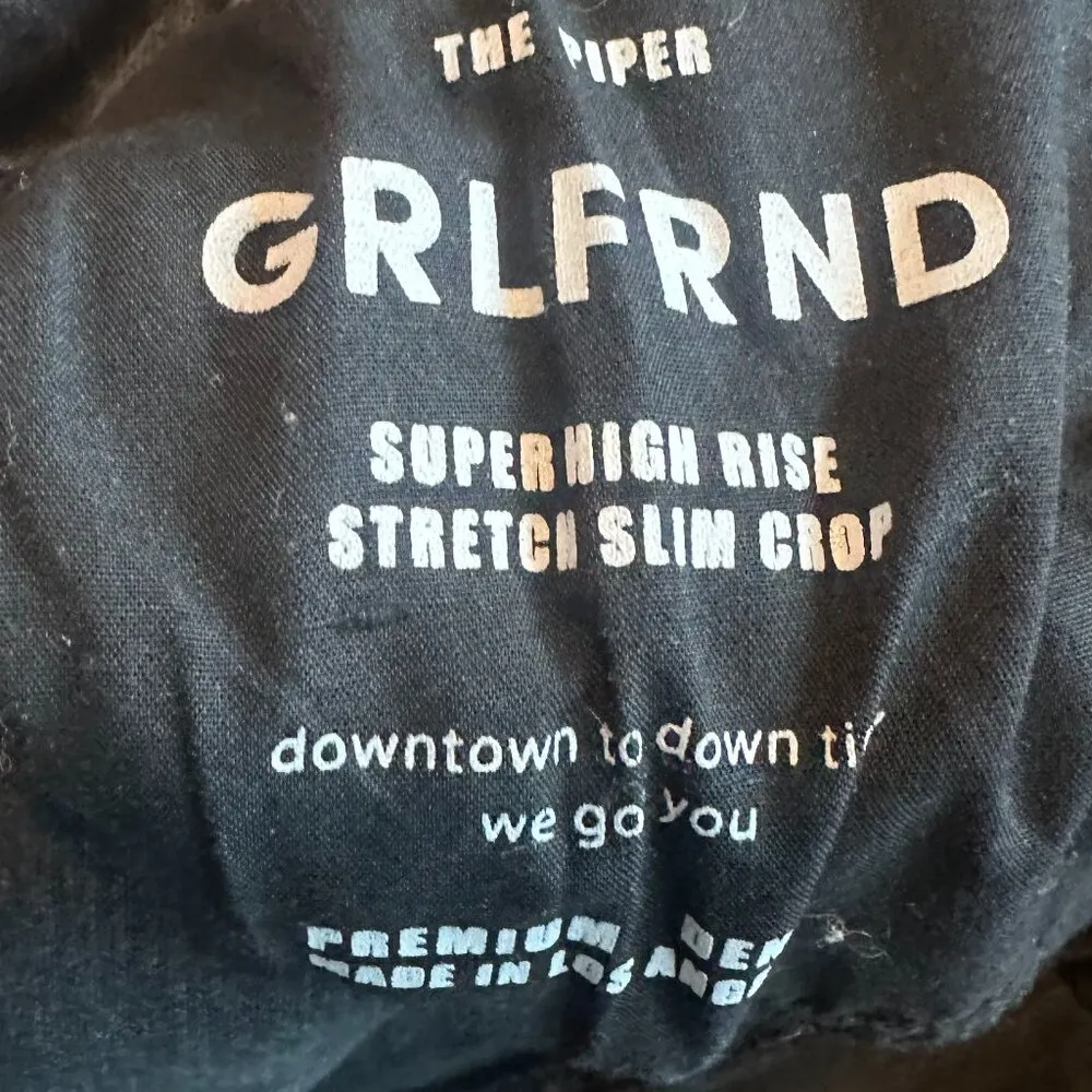 GRLFRND The Piper Super High Rise Stretch Slim Crop Jeans Black Size 27 Women's - Image 16