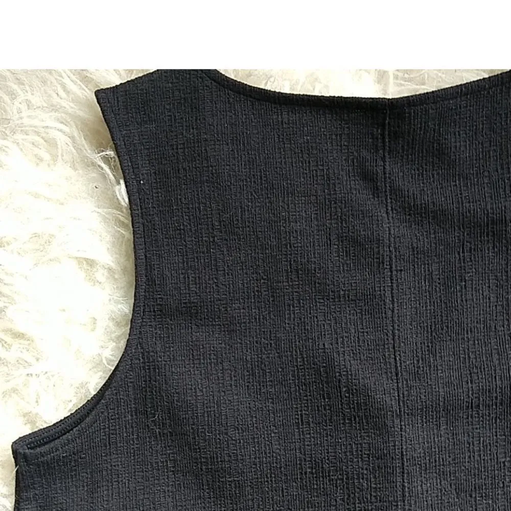 Old Navy Black Button Down Textured Vest Tank - Image 4