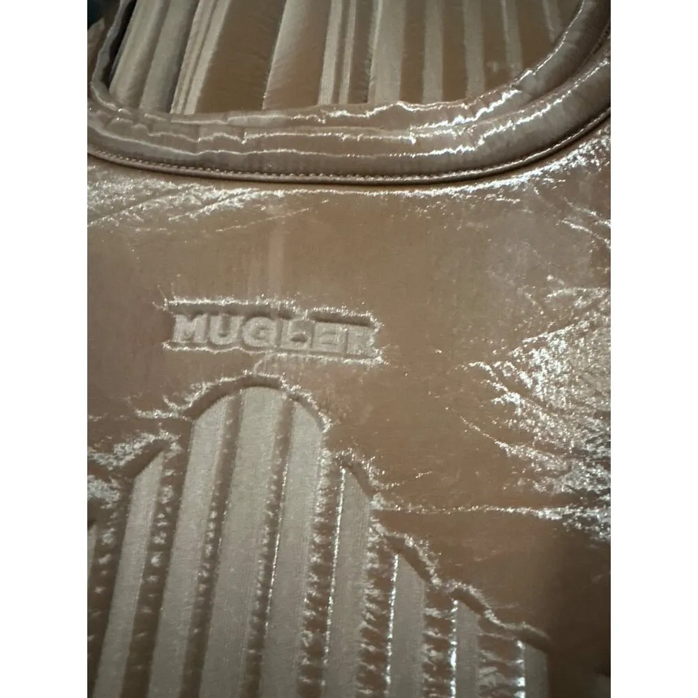 MUGLER Embossed Mini Dress in Chocolate 36 New Womens Scuba Tank Bodycon Brown Size undefined - Image 9