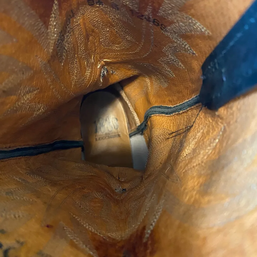 Lucchese 1883 Black Cowboy Boots. Size 9.5. - Image 8