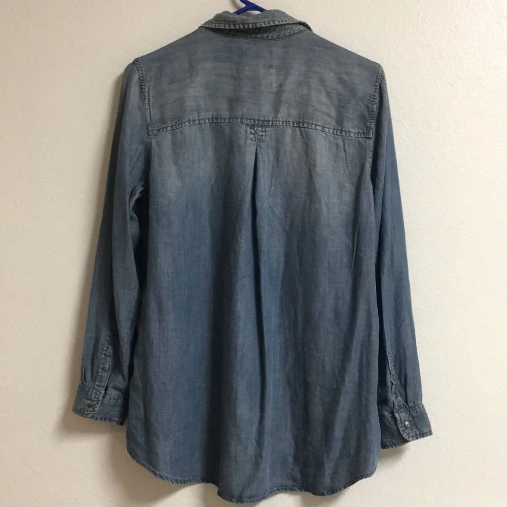 American Eagle jegging fit chambray lyocell long sleeve Tunic Size Small - Image 9