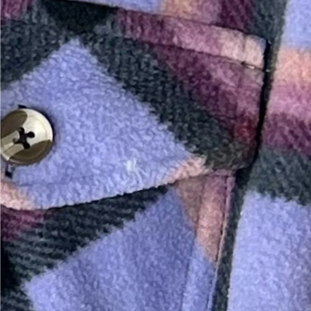 SAGE Collective Purple Plaid Sherpa Shacket Button Front Size L Size L - Image 16