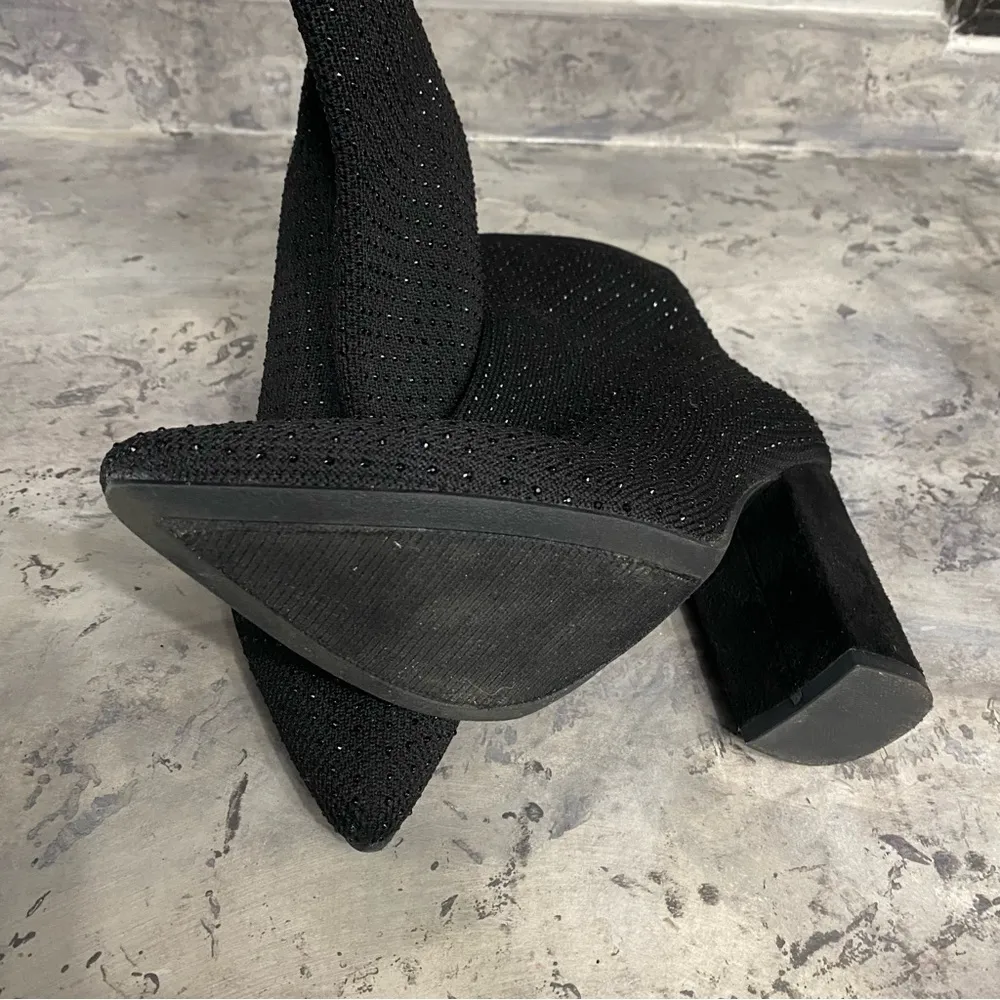 MIA Black Sparkle Heeled Boots - Image 4