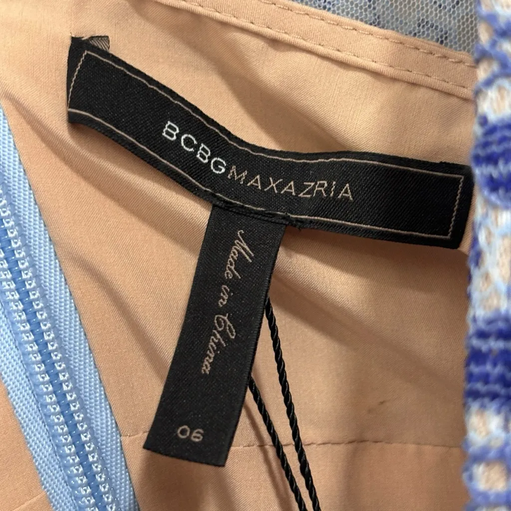 BCBGMaxAzria Blue & Tan Lace Fit & Flare Mini Dress NWT Women's Size 6 - Image 10