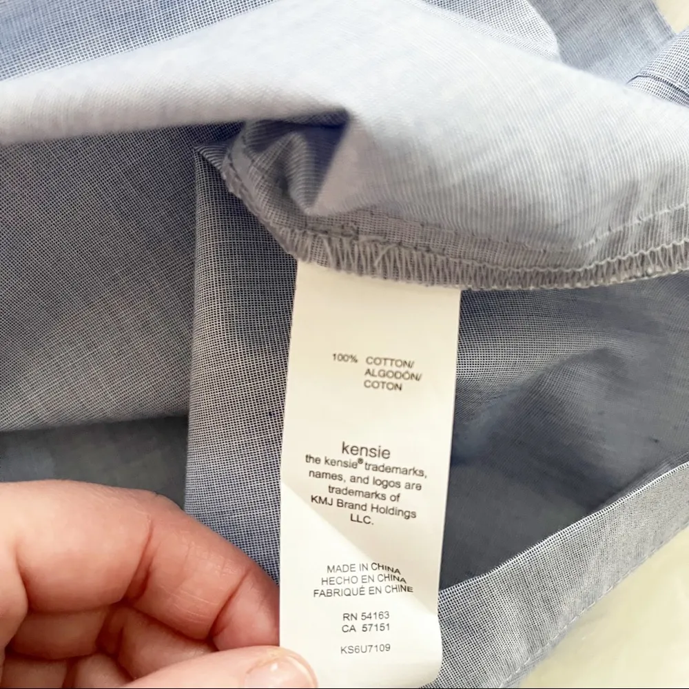 Kensie Oxford Off-The-Shoulder Blue Dress - Image 12