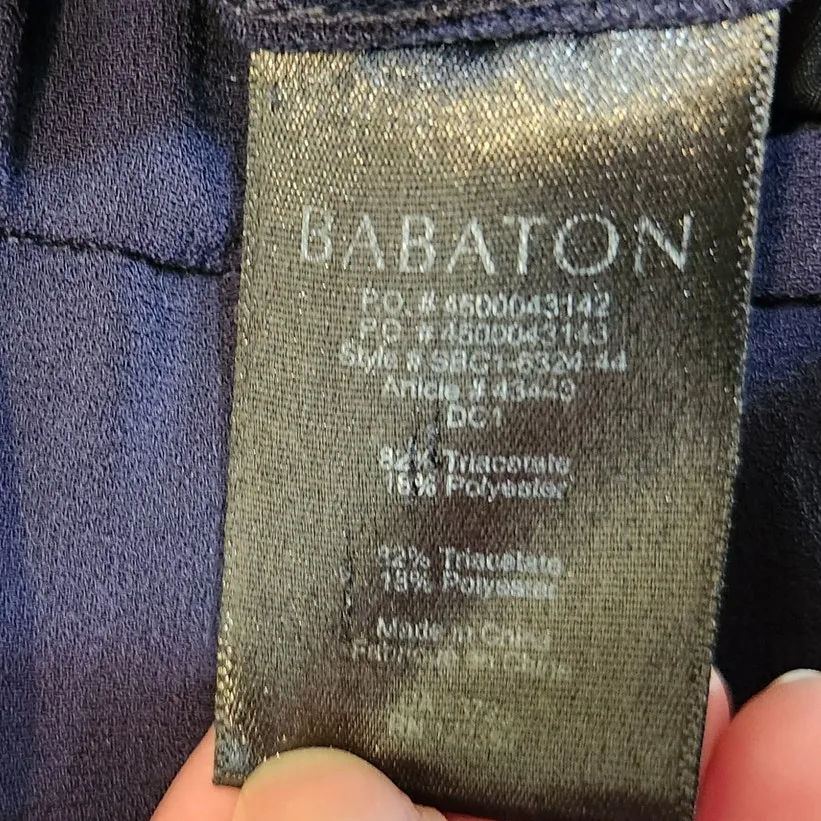 Babaton Dark Navy Blue Pull On Mid Rise Satin Lounge Parker Palazzo Pants Size 6 - Image 7