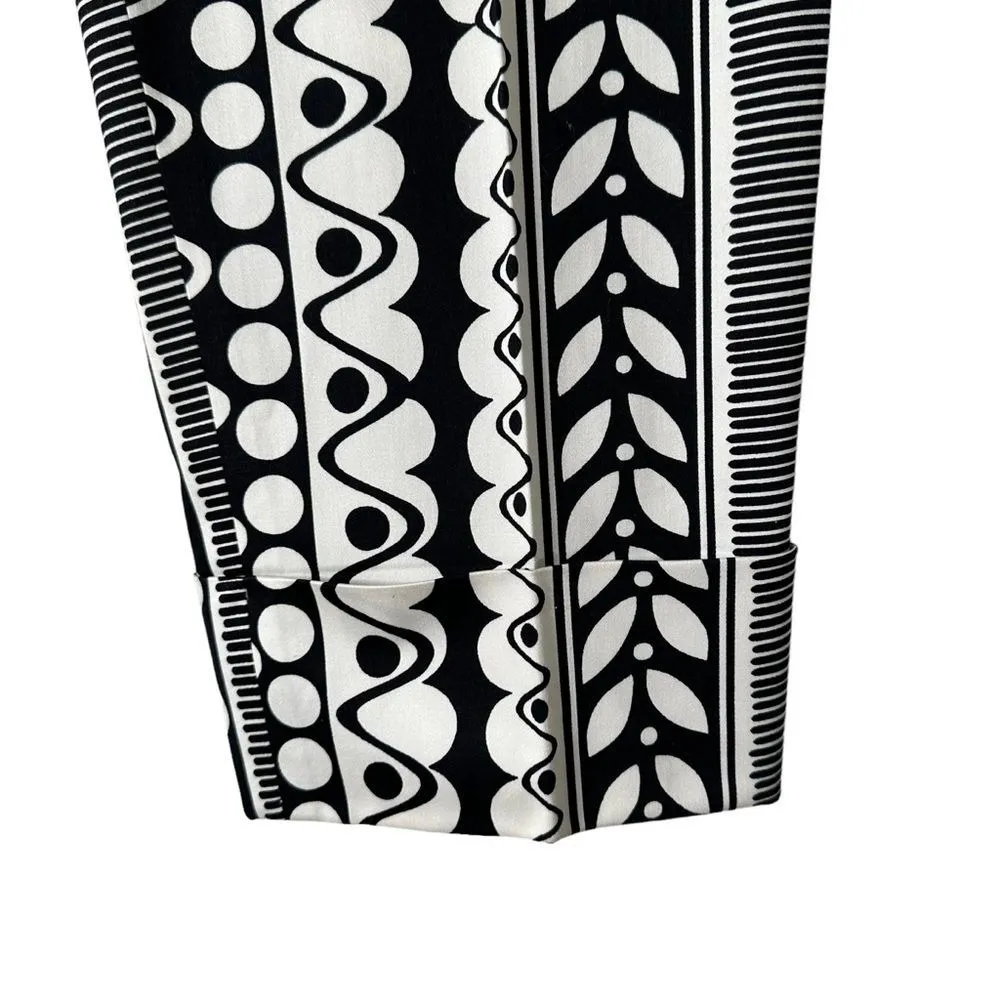 J. McLaughlin‎ Monochrome Tribal Print Crop Pants Size 6 Black BOHO Chic Artsy - Image 7