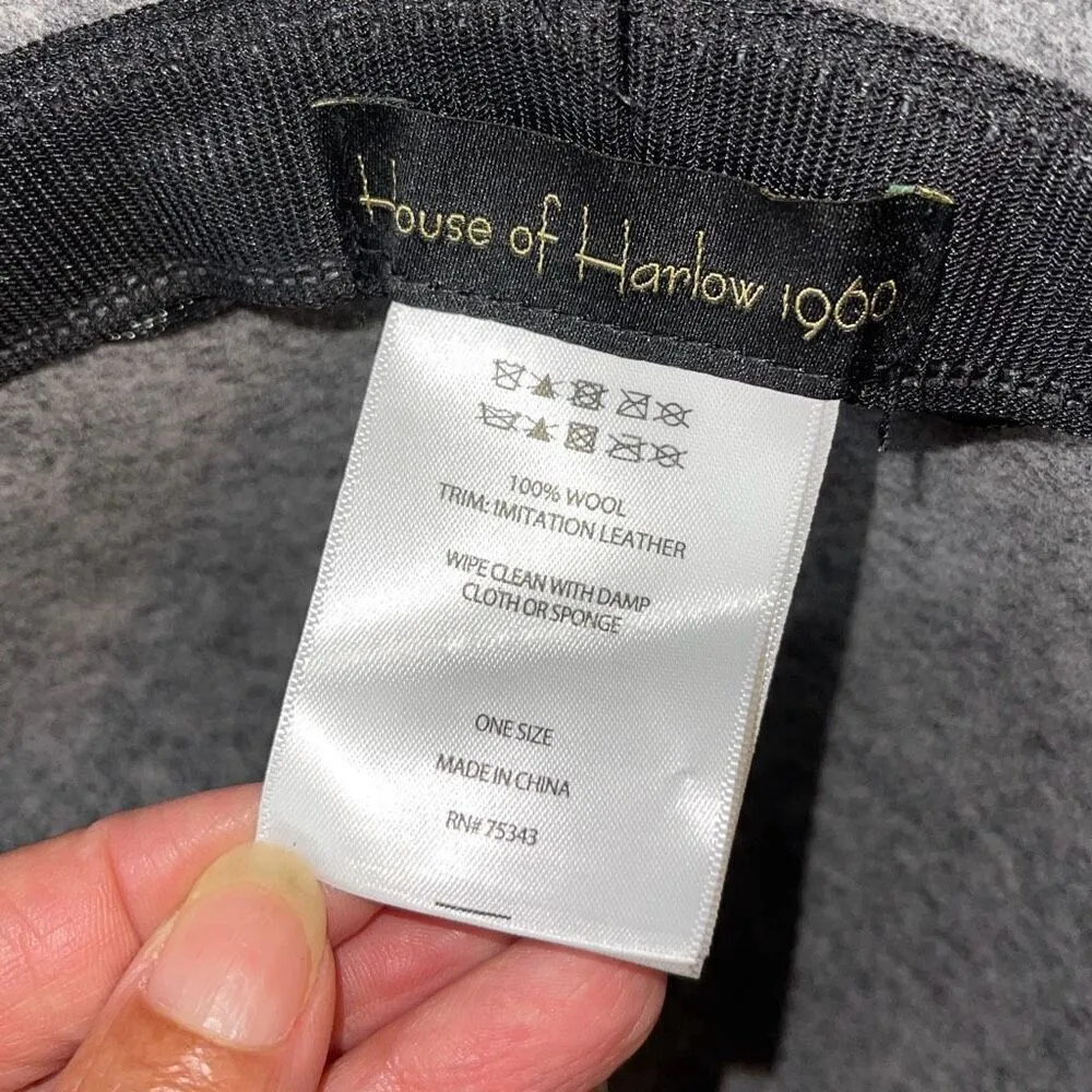 House of Harlow 1960 Womens Wool Felt Wide Brim‎ Floppy Fedora Hat Gray One Size - Image 4