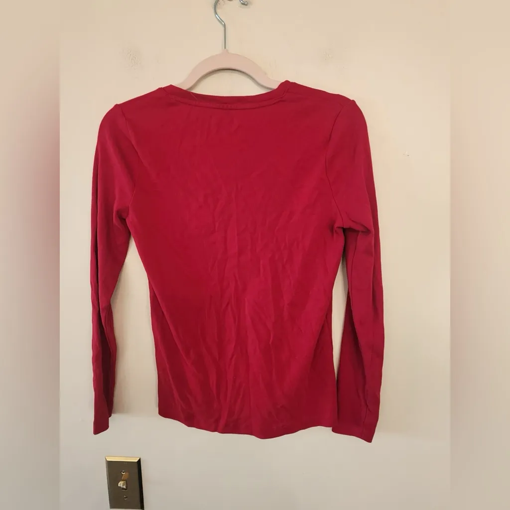 St Johns Bay essential tee long sleeve red v neck size womens xs - Image 2