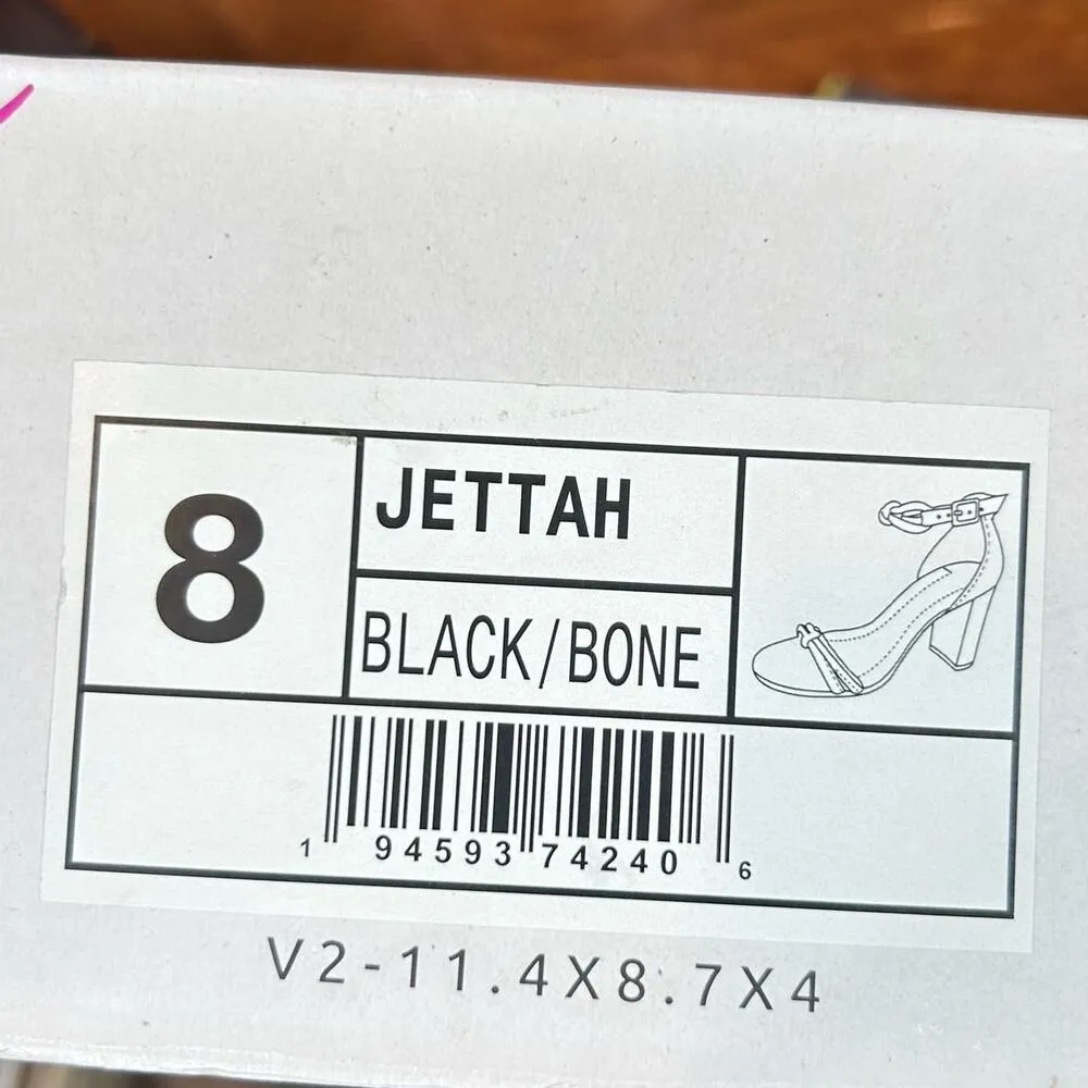 Journee Signature Sandal Women 8 Black Bone Leather Jettah Ankle Strap Heels NEW - Image 11