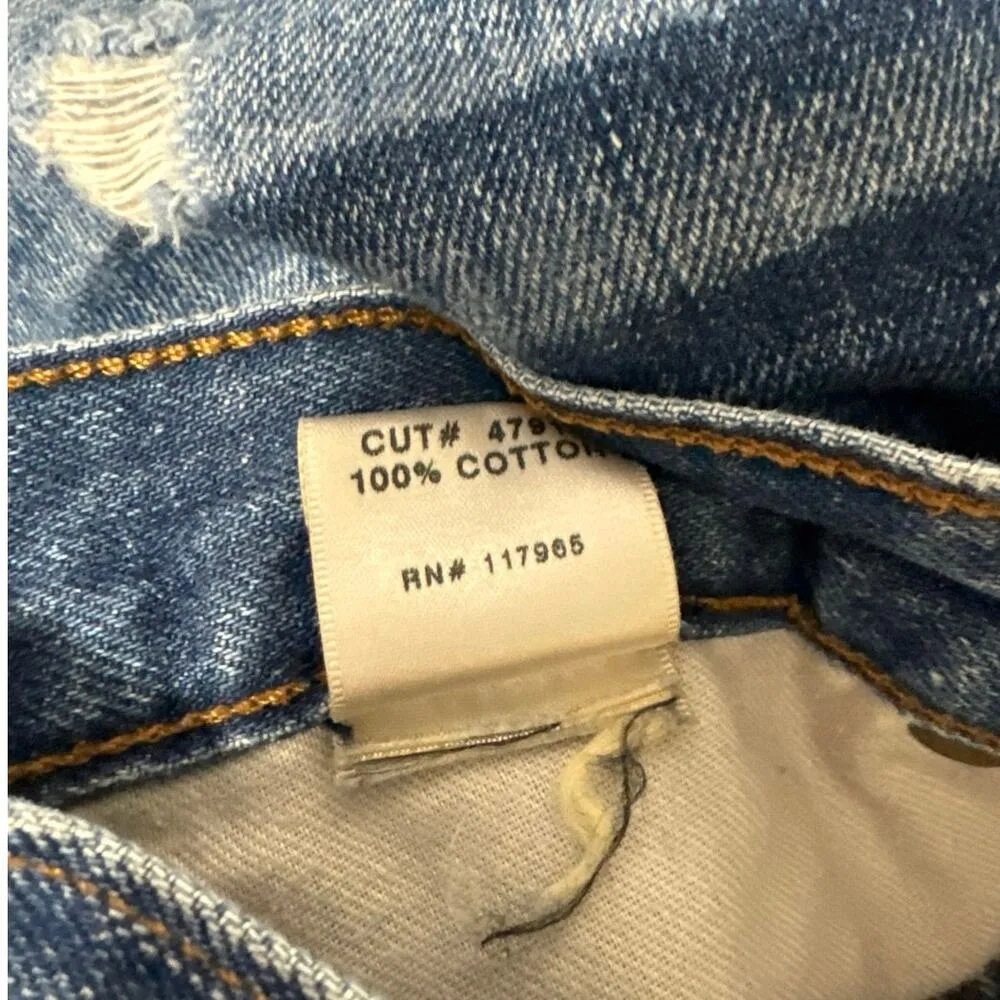 J Brand Blue Mid Rise Medium Wash Distressed Cut Off Denim Jean Shorts Size 26 - Image 3