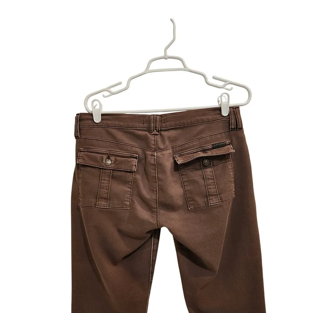 Y2K 7 For All Mankind Slim Fit Pants Ankle Zip Retro Skinny Leg Brown Size 29 - Image 5