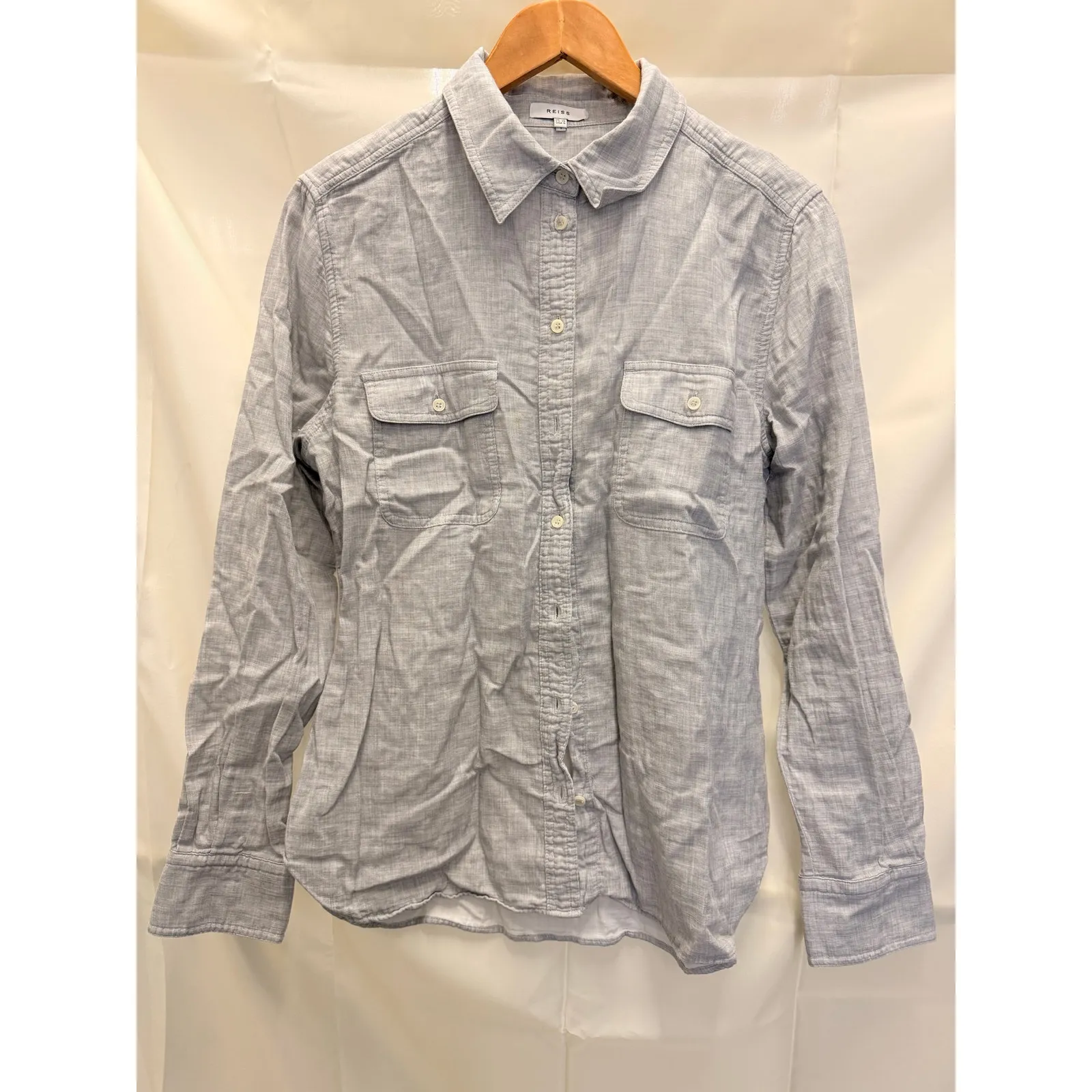 Reiss Mimi Cotton Twin Pocket Shirt US 6 Sofia Richie Clean Girl Casual Loose - Image 3