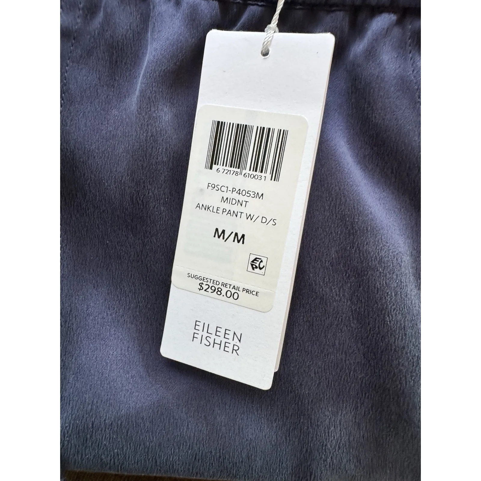 NWT Eileen Fisher Sandwashed Silk Charmeuse Ankle Pants Midnight Blue Medium - Image 7
