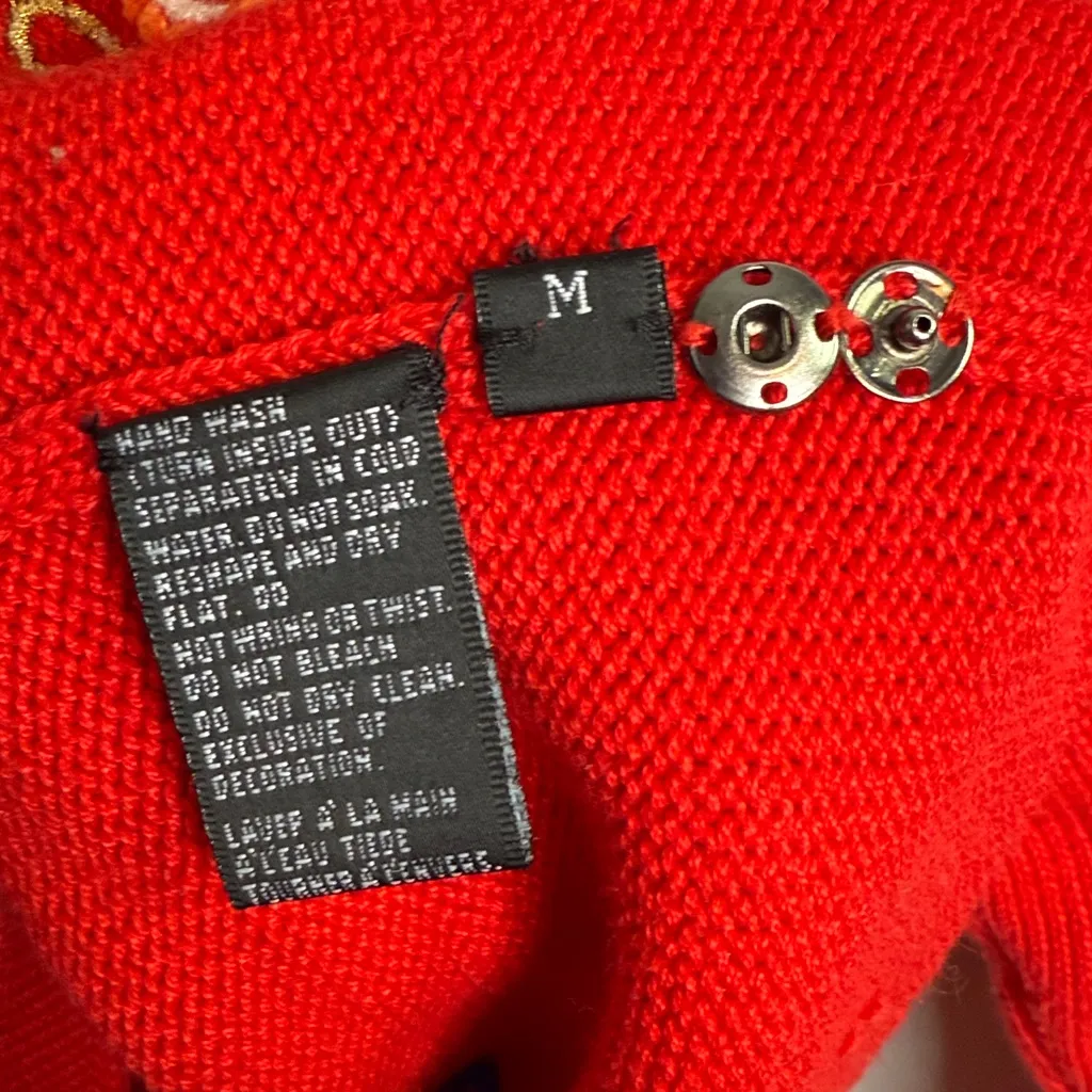 Christina Rotelli Cardigan Red Multi Angels Music Christmas Sweater W1984 Sz M Size M - Image 5