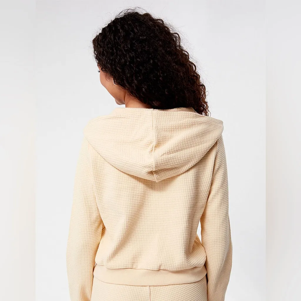 Rhythm Cream Light Layers Zip Up Hoodie Crop Size Medium - Image 3