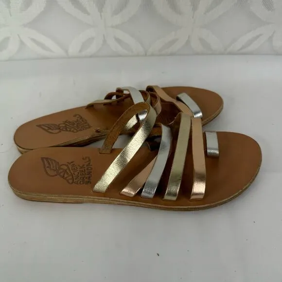 Ancient Greek Sandals Niki 38 Pink Metallic Leather Toe‎ Ring Sandals Size 7.5 - Image 2
